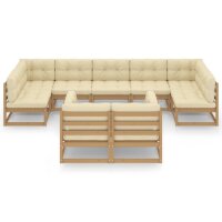 vidaXL 9-tlg. Garten-Lounge-Set Kissen Honigbraun Kiefer Massivholz