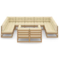 vidaXL 11-tlg. Garten-Lounge-Set Kissen Honigbraun Kiefer...