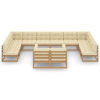 vidaXL 12-tlg. Garten-Lounge-Set Kissen Honigbraun Kiefer Massivholz