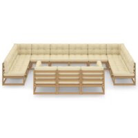 vidaXL 13-tlg. Garten-Lounge-Set Kissen Honigbraun Kiefer...