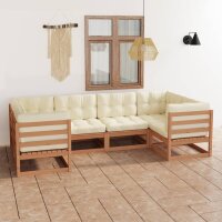 vidaXL 6-tlg. Garten-Lounge-Set Kissen Honigbraun Kiefer Massivholz