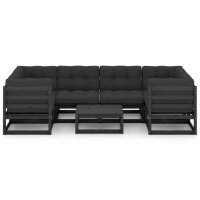 vidaXL 7-tlg. Garten-Lounge-Set mit Kissen Schwarz Massivholz Kiefer