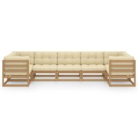 vidaXL 7-tlg. Garten-Lounge-Set Kissen Honigbraun Kiefer...