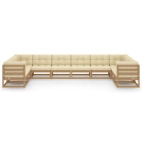 vidaXL 10-tlg. Garten-Lounge-Set Kissen Honigbraun Kiefer Massivholz