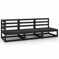 vidaXL 3-tlg. Garten-Lounge-Set Schwarz Massivholz Kiefer