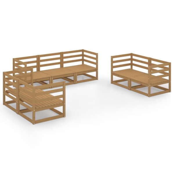 vidaXL 7-tlg. Garten-Lounge-Set Honigbraun Massivholz Kiefer