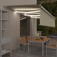 vidaXL Gelenkarmmarkise Einziehbar mit Jalousie & LED 6x3 m Creme