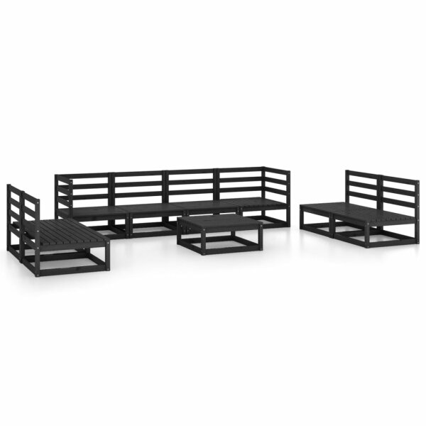 vidaXL 9-tlg. Garten-Lounge-Set Schwarz Massivholz Kiefer