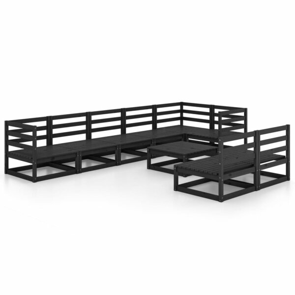 vidaXL 9-tlg. Garten-Lounge-Set Schwarz Massivholz Kiefer