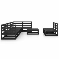 vidaXL 9-tlg. Garten-Lounge-Set Schwarz Massivholz Kiefer