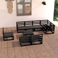 vidaXL 9-tlg. Garten-Lounge-Set Schwarz Massivholz Kiefer