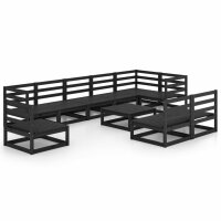 vidaXL 10-tlg. Garten-Lounge-Set Schwarz Massivholz Kiefer