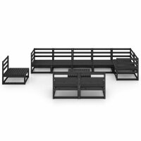 vidaXL 10-tlg. Garten-Lounge-Set Schwarz Massivholz Kiefer