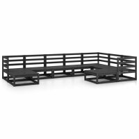 WOWONA 9-tlg. Garten-Lounge-Set Schwarz Massivholz Kiefer