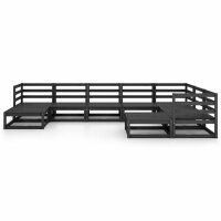 WOWONA 9-tlg. Garten-Lounge-Set Schwarz Massivholz Kiefer