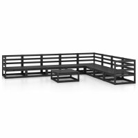 vidaXL 9-tlg. Garten-Lounge-Set Schwarz Massivholz Kiefer