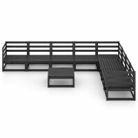 vidaXL 9-tlg. Garten-Lounge-Set Schwarz Massivholz Kiefer