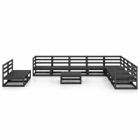 vidaXL 11-tlg. Garten-Lounge-Set Schwarz Massivholz Kiefer