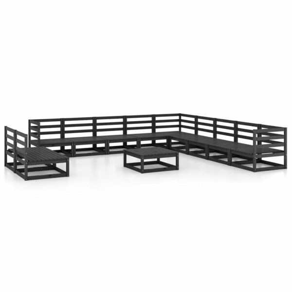 vidaXL 12-tlg. Garten-Lounge-Set Schwarz Massivholz Kiefer