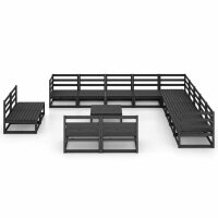 vidaXL 14-tlg. Garten-Lounge-Set Schwarz Massivholz Kiefer