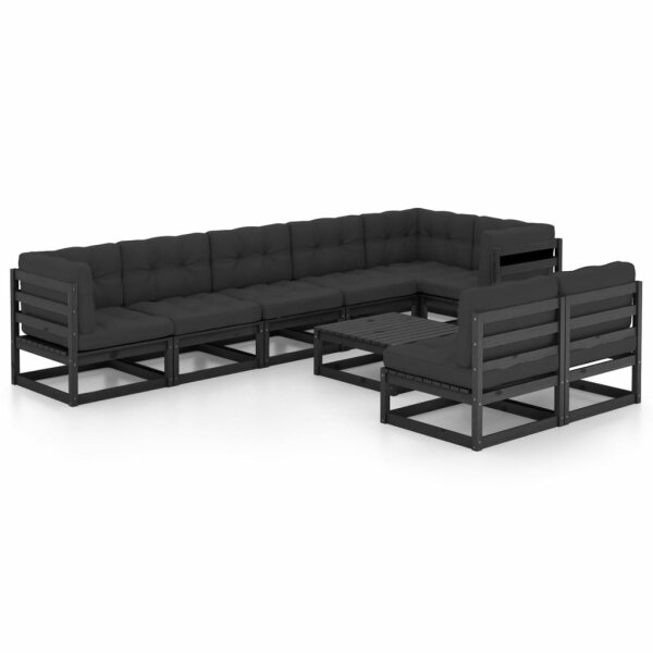 vidaXL 9-tlg. Garten-Lounge-Set mit Kissen Massivholz Kiefer