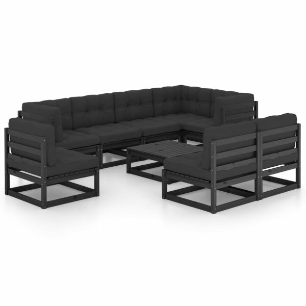 vidaXL 9-tlg. Garten-Lounge-Set mit Kissen Massivholz Kiefer