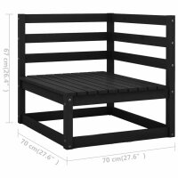 vidaXL 9-tlg. Garten-Lounge-Set mit Kissen Schwarz Massivholz Kiefer