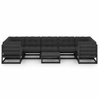 vidaXL 8-tlg. Garten-Lounge-Set mit Kissen Schwarz Kiefer Massivholz