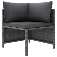 vidaXL 4-Sitzer-Gartensofa mit Kissen Grau Poly Rattan