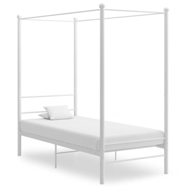 vidaXL Himmelbett Wei&szlig; Metall 90x200 cm