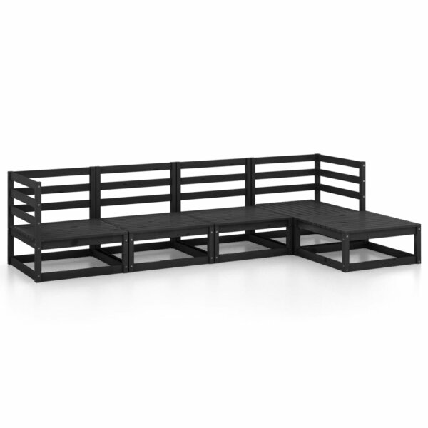 vidaXL 5-tlg. Garten-Lounge-Set Schwarz Massivholz Kiefer