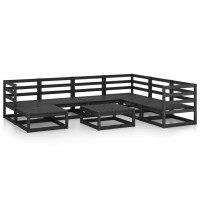 vidaXL 8-tlg. Garten-Lounge-Set Schwarz Massivholz Kiefer