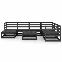 vidaXL 8-tlg. Garten-Lounge-Set Schwarz Massivholz Kiefer