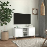 vidaXL TV-Schrank mit Massivholz-Beinen Wei&szlig; 103,5x30x50 cm