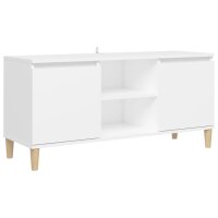 vidaXL TV-Schrank mit Massivholz-Beinen Wei&szlig; 103,5x30x50 cm