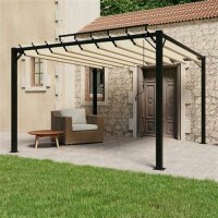 vidaXL Pavillon mit Lamellendach 3x3 m Creme Stoff und Aluminium