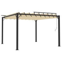 vidaXL Pavillon mit Lamellendach 3x3 m Creme Stoff und...