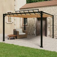 vidaXL Pavillon mit Lamellendach 3x3 m Taupe Stoff und...