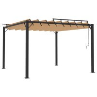 vidaXL Pavillon mit Lamellendach 3x3 m Taupe Stoff und...