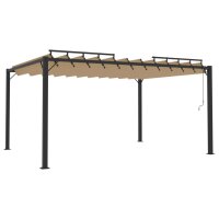 vidaXL Pavillon mit Lamellendach 3x4 m Taupe Stoff und...