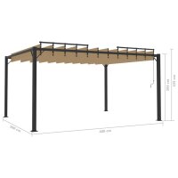 vidaXL Pavillon mit Lamellendach 3x4 m Taupe Stoff und Aluminium