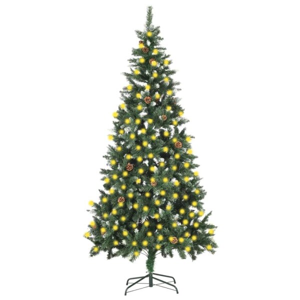 vidaXL K&uuml;nstlicher Weihnachtsbaum mit LEDs Kiefernzapfen 210 cm