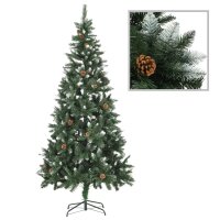 vidaXL K&uuml;nstlicher Weihnachtsbaum mit LEDs Kiefernzapfen 210 cm