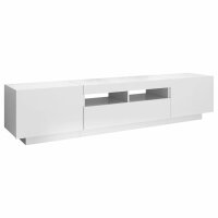 vidaXL TV-Schrank mit LED-Leuchten Hochglanz-Wei&szlig; 180x35x40 cm