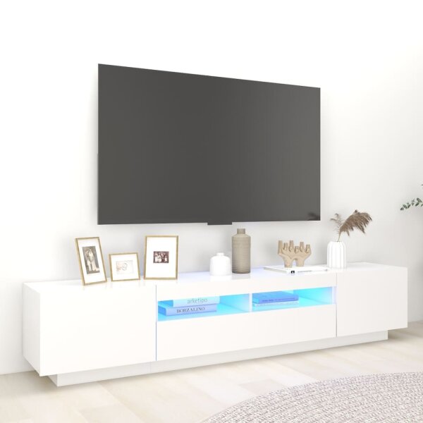 vidaXL TV-Schrank mit LED-Leuchten Wei&szlig; 200x35x40 cm