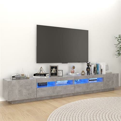 vidaXL TV-Schrank mit LED-Leuchten Betongrau 260x35x40 cm