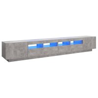 vidaXL TV-Schrank mit LED-Leuchten Betongrau 260x35x40 cm