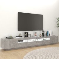 vidaXL TV-Schrank mit LED-Leuchten Betongrau 260x35x40 cm