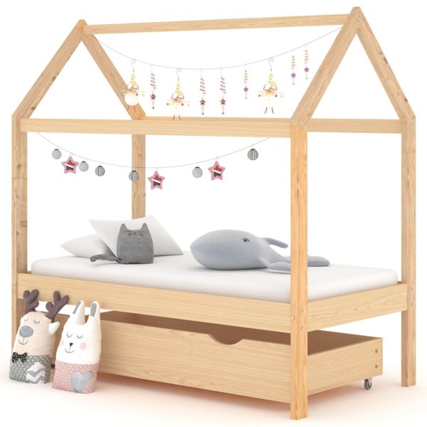 vidaXL Kinderbett mit Schublade Massivholz Kiefer 70x140 cm