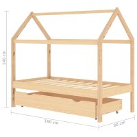 vidaXL Kinderbett mit Schublade Massivholz Kiefer 80x160 cm